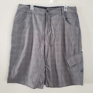 Lululemon – Cargo Shorts Wide Leg Technical Fabric Gray Blue Plaid Light…